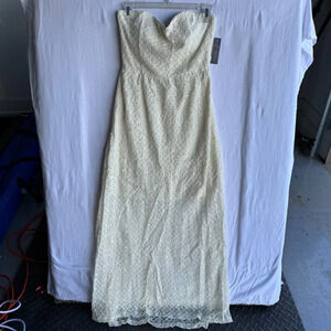 Cream Strapless Lace Maxi Dress - Size Juniors L - NWT